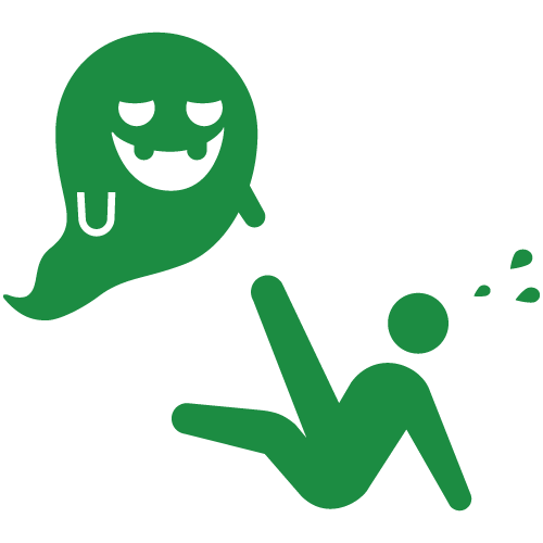 得体の知れないお化けに驚く人